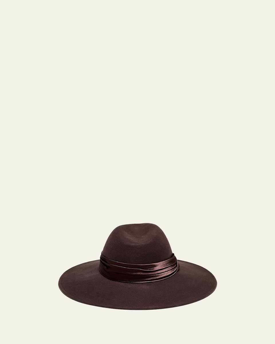 Emmanuelle Wide-Brim Felt Fedora Hat